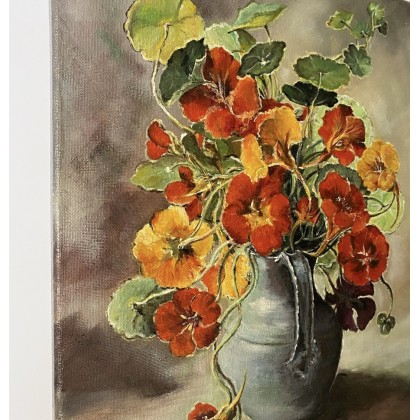 Myroslava Burlaka - obrazy akryl - Nasturcja. Bukiet magicznych kwiatów. foto #3