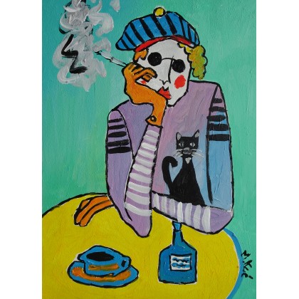 papieros i kawa, Marlena Kuć, obrazy akryl