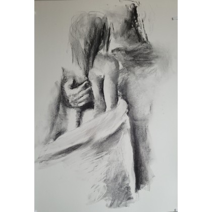 Lovers - 100x70cm, Alina Louka, rysunek węglem