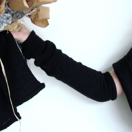 czarne getry, halo-pracownia, mitenki i rękawiczki