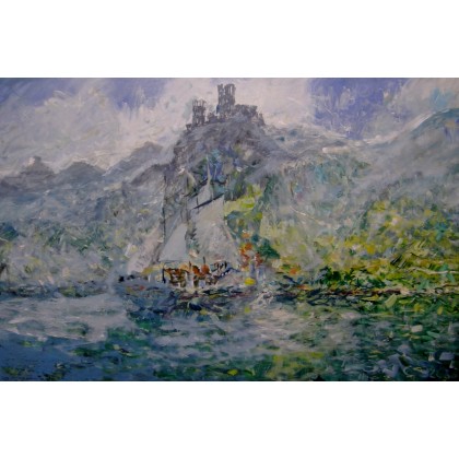 Zamki w górach, 80x120, 2024, Eryk Maler, obrazy olejne