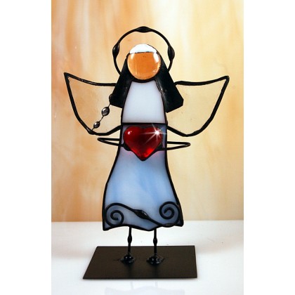Aniołek witrażowy 3D zakonnica z sercem, Aleksander Makarski, anioły i aniołki