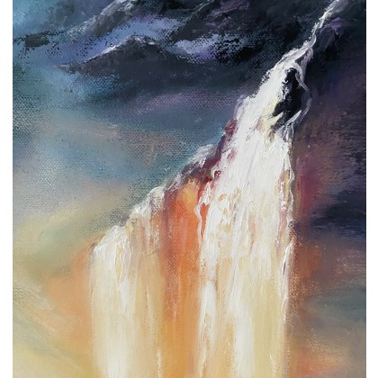 Myroslava Burlaka - obrazy olejne - Poranek w górach.Słońce w wodospadzie. foto #1