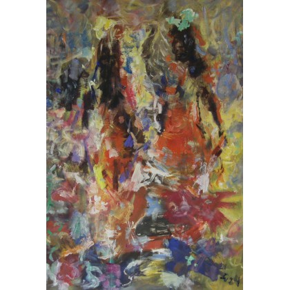 Dwie kobiety tyłem, 2024, 70x100, Eryk Maler, obrazy olejne