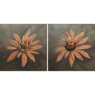 Kwiatowe formy, dwa obrazy 40x40 cm.