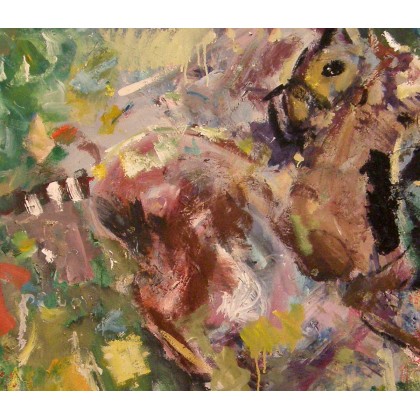 Eryk Maler - obrazy olejne - Trzy kreski na temat gry w polo, 120x80 cm, 2024 foto #1