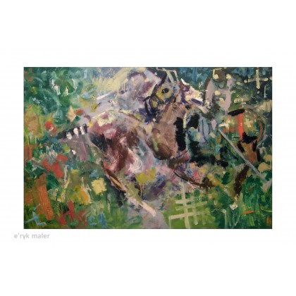 Eryk Maler - obrazy olejne - Trzy kreski na temat gry w polo, 120x80 cm, 2024 foto #2