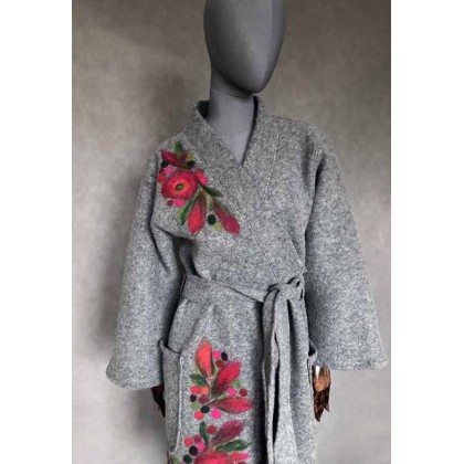 Kimono z wełny zdobione., PinPin Joanna Musialska, płaszcze
