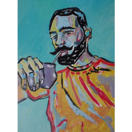 Marlena Kuć - obrazy olejne - kolorowy portret mężczyzny foto #1