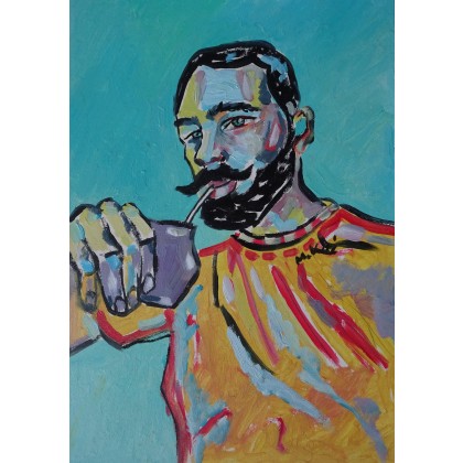 Marlena Kuć - obrazy olejne - kolorowy portret mężczyzny foto #3