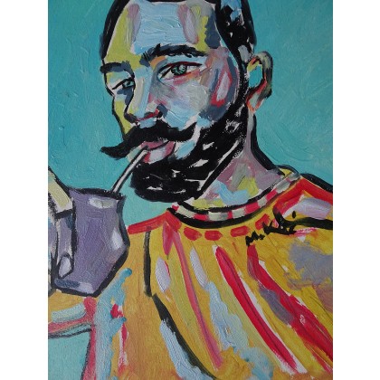 Marlena Kuć - obrazy olejne - kolorowy portret mężczyzny foto #4