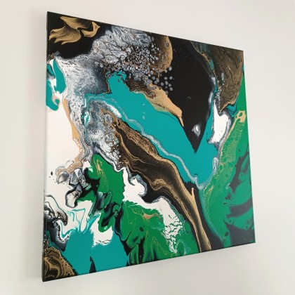 Joanna Bilska - obrazy akryl - DUCH LASU X Abstrakcja ręcznie malowany 55x55 cm foto #2