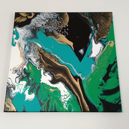 Joanna Bilska - obrazy akryl - DUCH LASU X Abstrakcja ręcznie malowany 55x55 cm foto #3