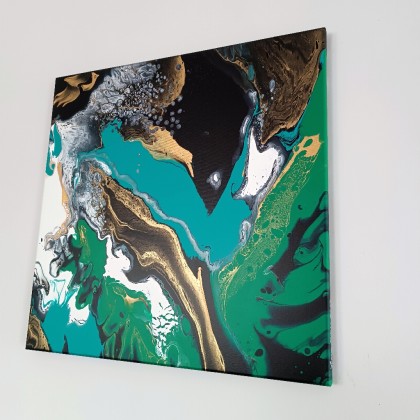 Joanna Bilska - obrazy akryl - DUCH LASU X Abstrakcja ręcznie malowany 55x55 cm foto #4