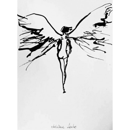 Spotkanie z aniołem 2, Adriana Laube, rysunek tuszem