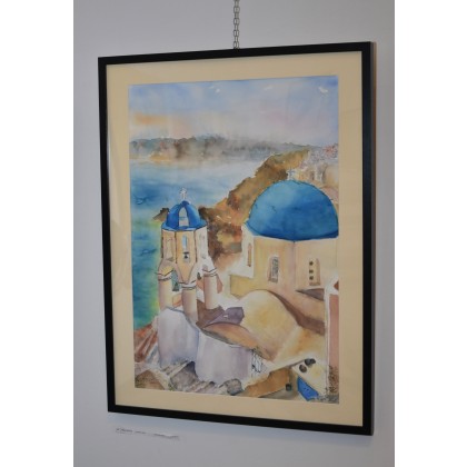 Agnieszka Margul - obrazy akwarela - Santorini, akwarela 50x70, w paspartu 60x80 foto #1