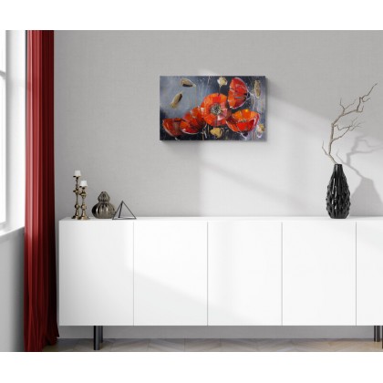 4mara - wydruki na płótnie - Maki na czarnym tłe. Giclee foto #1