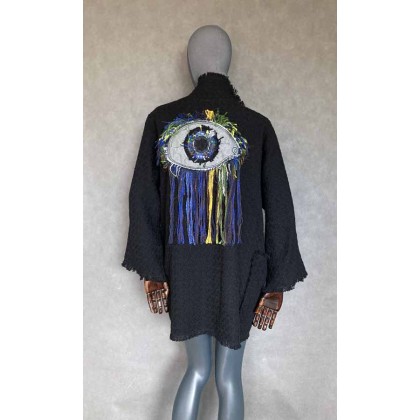 Kimono bawelna aplikacja z motywem oka., PinPin Joanna Musialska, kurtki,żakiety