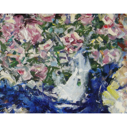 Eryk Maler - obrazy olejne - Kwiaty z niebieskim cieniem, 80X120, 2024 foto #1