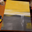 Abstrakcja  żółto-szara -obraz akrylowy 60/50 cm