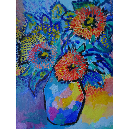 Marlena Kuć - obrazy olejne - obraz olejny kolorowe kwiaty foto #1