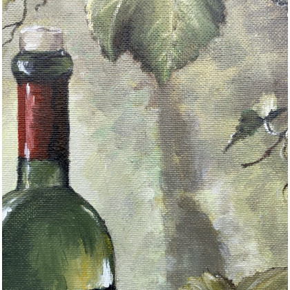 Myroslava Burlaka - obrazy akryl - Pyszna martwa natura. Wino, ser i winogrona. foto #3