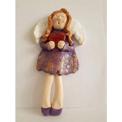 Amelka - anioł prezent, z masy solnej, rękodzieło, Aleksandra Pluta, anioły i aniołki