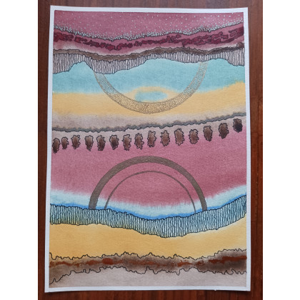 Beata Rudecka - obrazy akwarela - Akwarela Obraz  Abstrakcja ZACHÓD SŁOŃCA 2, 19 X 27 CM foto #1