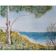 Akwarela Obraz  Lazurowe Wybrzeże 24x30 CM