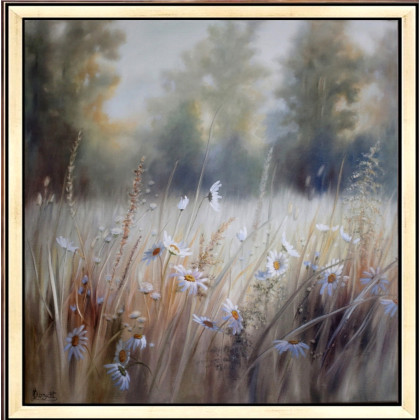 Lidia Olbrycht - obrazy olejne - Łąka Margerytki, ręcznie malowany olejny foto #1