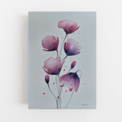 Kwiatki-  akwarela A4, Paulina Lebida, obrazy akwarela
