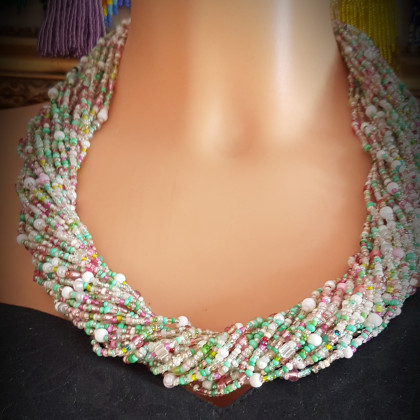 Naszyjnik Boho Korale Wielokolorowy Pastelowy nasz24.33, unikatart, korale,naszyjniki