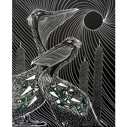 Ptactwo-  Szmaragdowe pelikany, Marcin Waśka, Grafika cyfrowa
