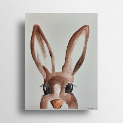 Zajączek-  akwarela 18/24 cm, Paulina Lebida, obrazy akwarela