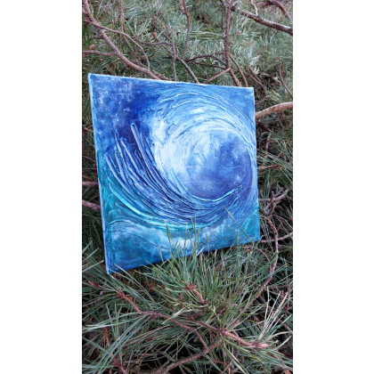 Kamil Wielgosz - obrazy tech. mieszana - Woda i spokój obraz abstrakcyjny 25x25 cm foto #1