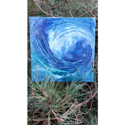 Kamil Wielgosz - obrazy tech. mieszana - Woda i spokój obraz abstrakcyjny 25x25 cm foto #3