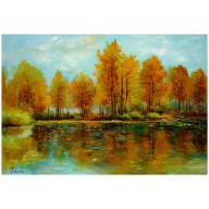 Jesień nieco zamglona obraz olejny 51-74cm