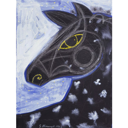 Gabriela Krawczyk - obrazy akryl - Zestaw dwóch obrazów 40x30 cm - konik Vincent i Olaf foto #3