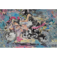 Motocyklistka, obraz obracany, 70x100