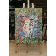 Kobieta w kapeluszu, z monoklem, 60x80, 2024
