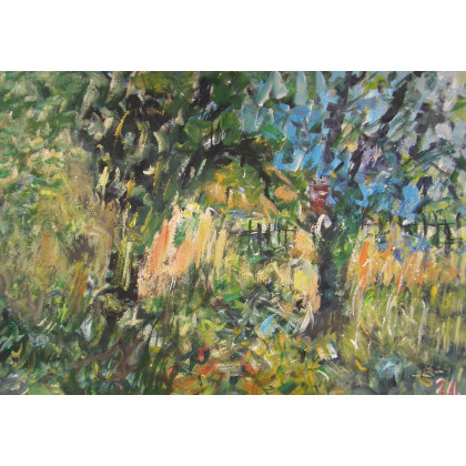 Wierzby i płoty, 70x100, 2024, Eryk Maler, obrazy olejne