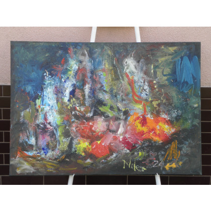 Eryk Maler - obrazy olejne - Wino, ryby, owoce, 70x100, 2024 foto #2