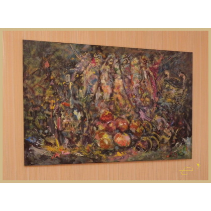 Eryk Maler - obrazy olejne - Ryby, wino, owoce, 120x80, 2024 foto #3