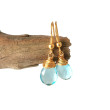Kolczyki kwarc błękitny opleciony techniką wire wrapping pozłacane srebro
