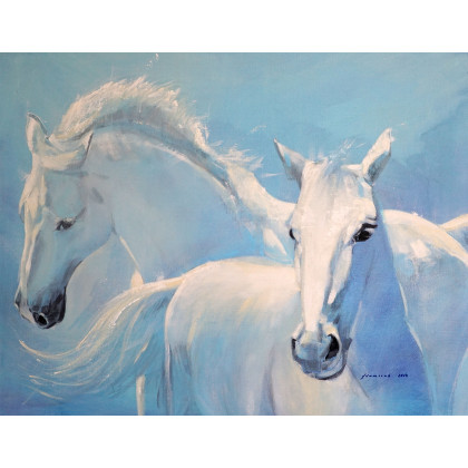 Chwila ciszy 90 cm na 70 cm, Aleksandra Adamczak, obrazy akryl