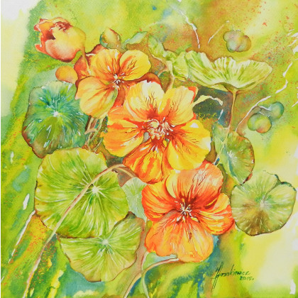Jolanta Frankiewicz - obrazy akwarela - Nasturcje foto #2