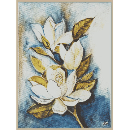 Magnolie, akwarela 240x320 mm, Bogumiła Szufnara, obrazy akwarela
