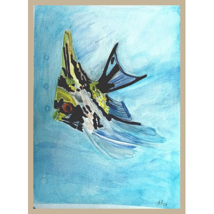 Skalar, akwarela 240x320 mm, Bogumiła Szufnara, obrazy akwarela