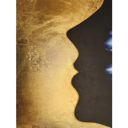 Joanna Bilska - obrazy akryl - INVINCIBLE I 60x90 Kobieta Duży obraz abstrakcyjny ze złotem do salonu foto #4