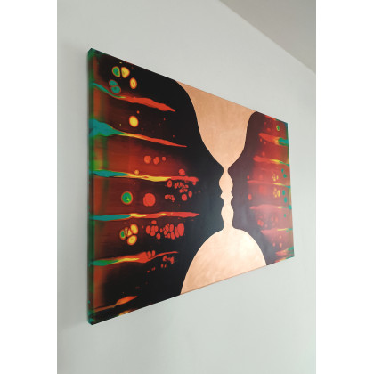 Joanna Bilska - obrazy akryl - GRAAL 60x90 Ręcznie malowany Duży obraz Abstrakcja do salonu foto #4